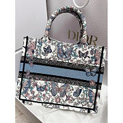 Dior Small Book Tote White Blue Papillon 26.5x22x14cm - 4