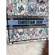 Dior Small Book Tote White Blue Papillon 26.5x22x14cm - 2