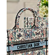 Dior Small Book Tote White Blue Papillon 26.5x22x14cm - 3