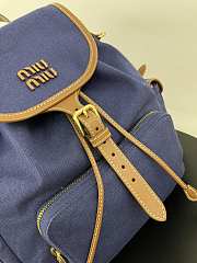 Miu Miu Canvas Leather Backpack Blue 29.5x25x12.5cm - 6