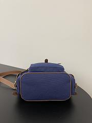 Miu Miu Canvas Leather Backpack Blue 29.5x25x12.5cm - 4