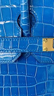 Hermes Birkin 25 Bag Blue Crocodile Gold 25cm - 5