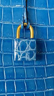 Hermes Birkin 25 Bag Blue Crocodile Gold 25cm - 3