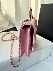 Chanel 24k Top Handle Wallet On Chain Pink Lambskin 19cm - 3