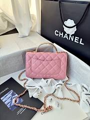 Chanel 24k Top Handle Wallet On Chain Pink Lambskin 19cm - 6