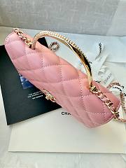 Chanel 24k Top Handle Wallet On Chain Pink Lambskin 19cm - 4