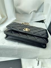 Chanel 24k Top Handle Wallet On Chain Black Lambskin 19cm - 6