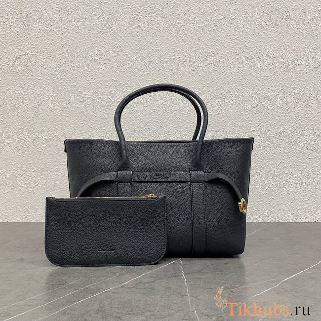 Loro Piana Ghiera Shopper Small Calfskin Black 28x19x12cm - 1