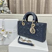 Dior Lady D-joy Bag Navy Blue Gold 26x13.5x5cm - 5