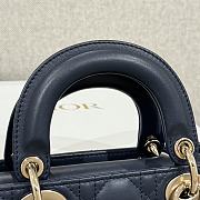 Dior Lady D-joy Bag Navy Blue Gold 26x13.5x5cm - 4