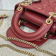 Dior Mini Lady Bag Red Wine Gold 17cm - 4