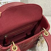 Dior Mini Lady Bag Red Wine Gold 17cm - 5