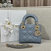 Dior Mini Lady Lambskin Blue Gold 17cm - 1