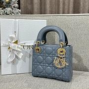 Dior Mini Lady Lambskin Blue Gold 17cm - 5