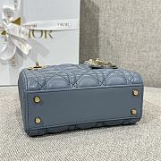 Dior Mini Lady Lambskin Blue Gold 17cm - 4