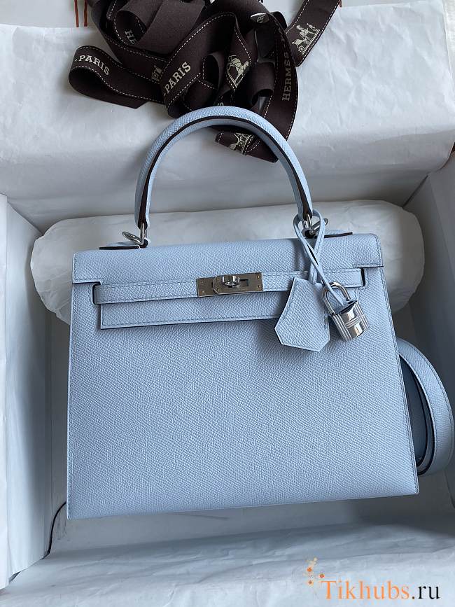Hermes Kelly 25 Bag Light Blue Epsom Silver 25cm - 1