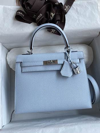 Hermes Kelly 25 Bag Light Blue Epsom Silver 25cm