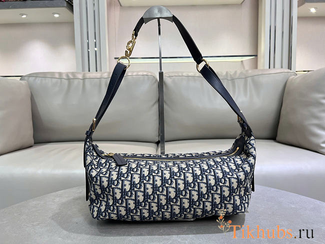 Dior Medium D-Journey Bag Blue Oblique 33x16x15cm - 1