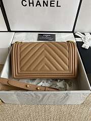 Chanel Leboy Bag Brown Caviar Gold Chevron 25cm - 4