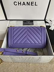 Chanel Leboy Bag Purple Caviar Gold Chevron 25cm - 4