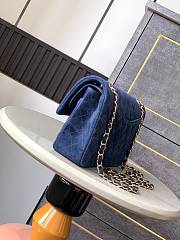 Chanel Flap Bag Blue Suede Gold 25cm - 4