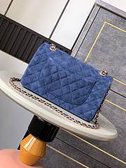 Chanel Flap Bag Blue Suede Gold 25cm - 2