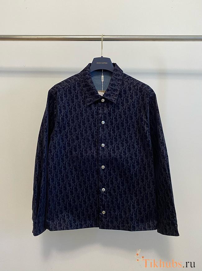 Dior Oblique Overshirt Blue Cotton-Blend Twill - 1