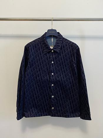 Dior Oblique Overshirt Blue Cotton-Blend Twill