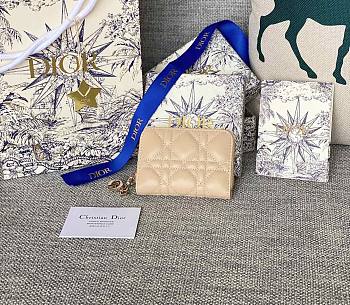 Dior Wallet Beige Lambskin 11x8.5x2.5cm