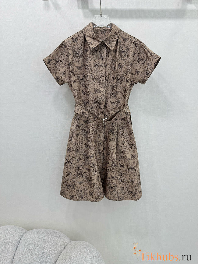 Dior Short Belted Shirtdress Beige  - 1