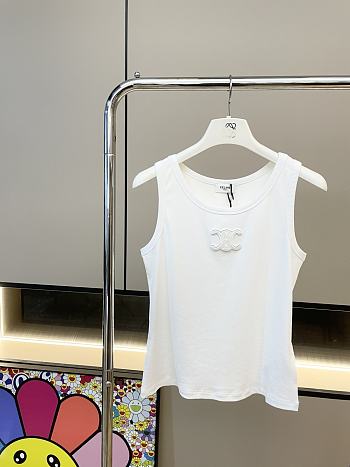 Celine Triomphe Tank Top Ribbed Silk Jersey