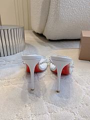 Christian Louboutin Tatoosh Spikes White Slide Sandals 8.5cm - 4