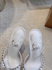Christian Louboutin Tatoosh Spikes White Slide Sandals 8.5cm - 3