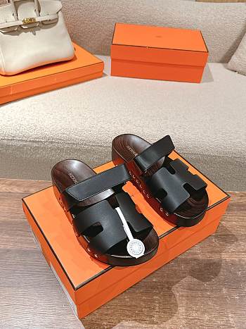Hermes Kos Clog Black Slides 