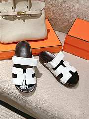 Hermes Kos Clog White Slides - 3