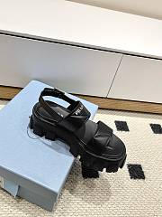  Prada Monolith Leather Platform Black Sandals - 2