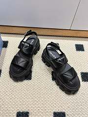  Prada Monolith Leather Platform Black Sandals - 3