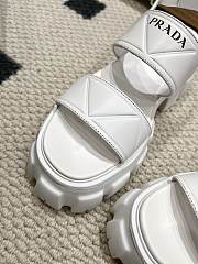 Prada Monolith Leather Platform White Sandals - 4