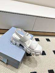 Prada Monolith Leather Platform White Sandals - 3