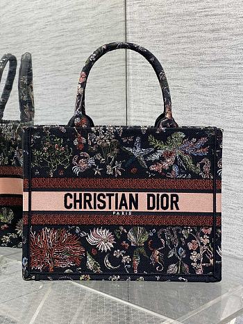 Dior Book Tote Black Multicolor Cabinet Motif 36x18x28cm