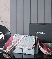 Chanel Vintage Shoulder Bag Denim Blue 27cm - 3