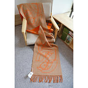Hermes Cashmere Scarf In Orange/Beige 90x90cm - 4
