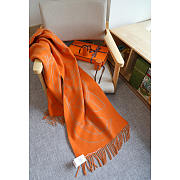 Hermes Cashmere Scarf In Orange/Beige 90x90cm - 3
