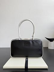 Miu Miu Beau Leather Bag Black White 30x17x8.5cm - 1