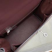 Hermes Kelly 25 Bag Red Wine Box Leather Silver 25cm - 4