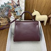 Hermes Kelly 25 Bag Red Wine Box Leather Silver 25cm - 2
