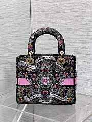 Dior Medium Lady D-Lite Bag Black Around the World 24x21x12cm - 3