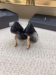 YSL Opyum Pump Black Patent Gold Heel 10cm - 4