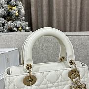 Dior Medium Lambskin Cannage Lady Dior White 24cm - 5