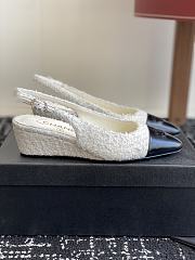 Chanel Slingback Sandals White Tweed - 1